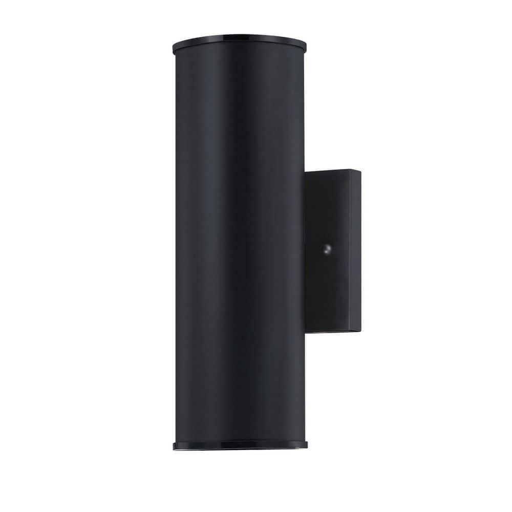 Uixe 1-light 12 in.Black Cylinder Outdoor Wall Light Modern Metal