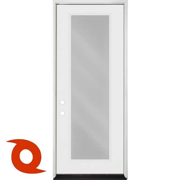 Steves & Sons Palisade 32 in. x 96 in. Full Lite Clear Impact Glass RHIS Unfinished Fiberglass Prehung Front Door with 4-9/16 Jamb