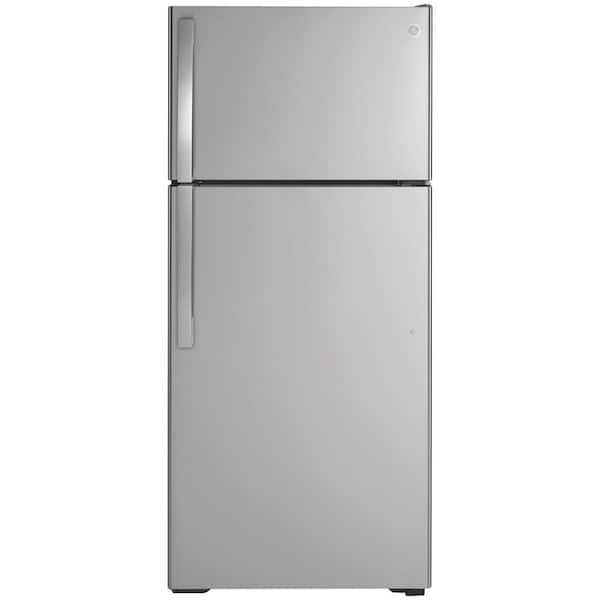 GE 16.6 cu. ft. Top Freezer Refrigerator in Stainless Steel