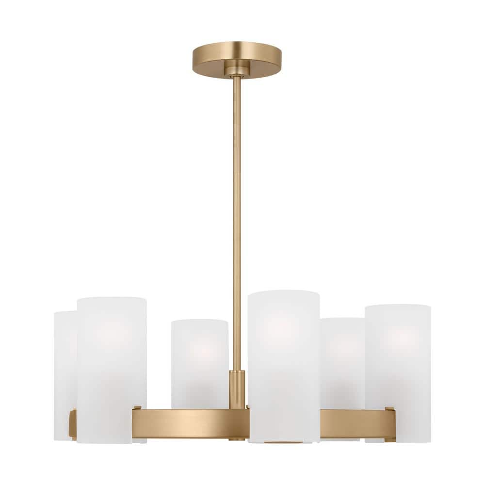 Rhode 6-Light Satin Brass Medium Chandelier with Etched Glass Shades and No Bulbs Included price history on PriceWatchPro