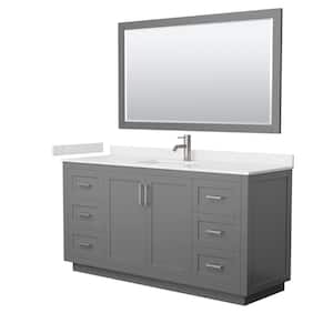 66 in. W x 22 in. D x 33.75 in. H Single Sink Bath Vanity in Dark Gray with Carrara Cultured Marble Top and Mirror
