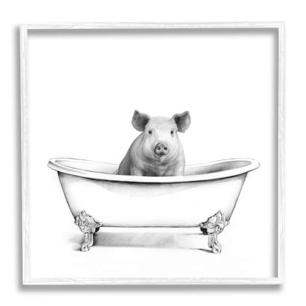 Stupell Industries Cute Farm Pig Looking Holding Wine Glass , 13 x 19, Design by Coco de Paris