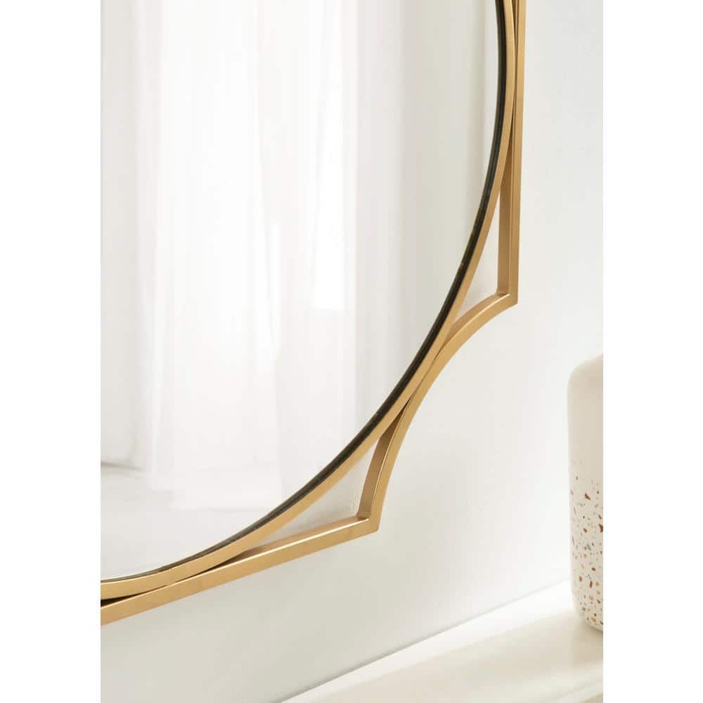 Modern Gold Scallop-Edged 28" Round Wall Mirror