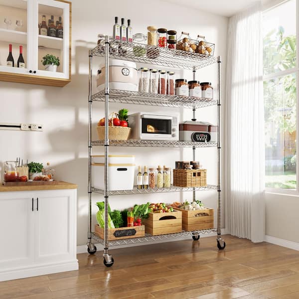 VEIKOUS 71 in. Tall 5-Tier Steel Baker's Rack, Kitchen Shelf with