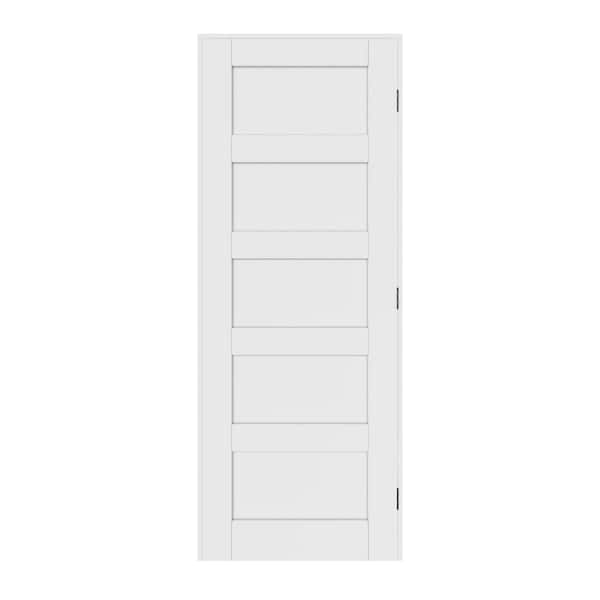 ARK DESIGN 30 in. x 80 in. Paneled Blank 5-Lite Right Handed White Solid Core MDF Door with Quick Assemble Jamb Kit