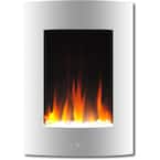 19.5 in. Vertical Electric Fireplace in White with Multi-Color Flame and Crystal Display