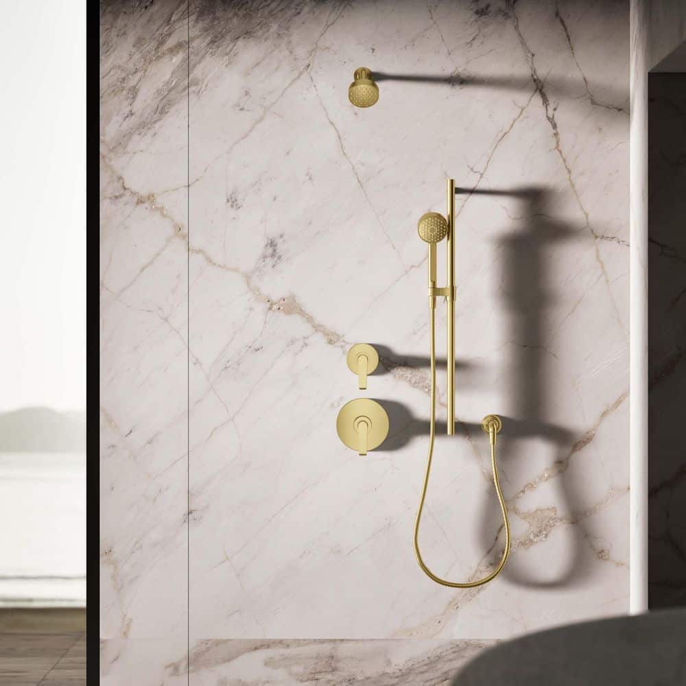 Vibrant Brushed Moderne Brass Wall Mounted Handheld Shower