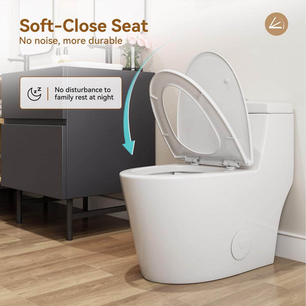 Greta White Elongated One-Piece Dual Flush Toilet