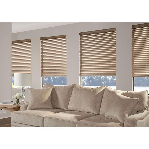 Designer 2.5 in. Ultra Blackout Faux Wood Blinds for Windows
