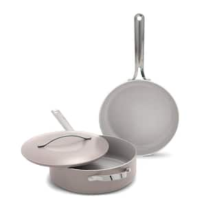 Nova 3-Piece Diamond Infused PFAS-Free Ceramic Nonstick 10 in. Fry Pan and 4.37 qt. Saute Pan Set with Lid in Clay