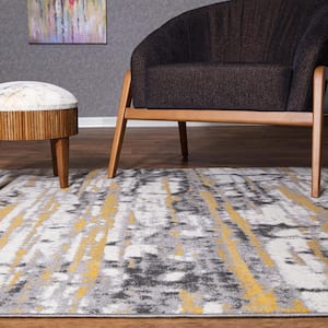 Yellow 2 ft. x 7 ft. Vintage Abstract Modern Runner Area Rug