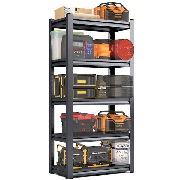 5-Tiers Steel Adjustable Boltless Garage Storage Shelving Unit in Black (31.5 in. W x 63 in. H x 15.7 in. D)