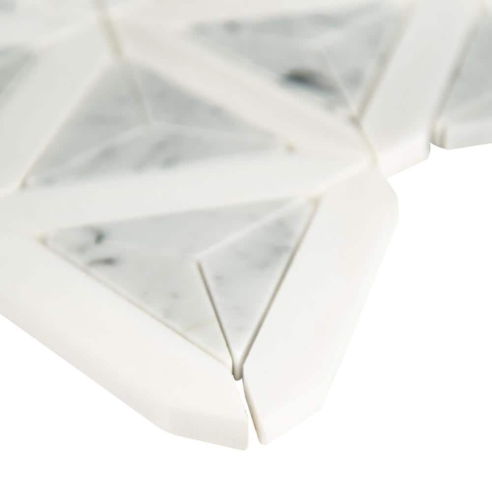 Carrara White Polished Marble 10x12 Geometric Mosaic Tile