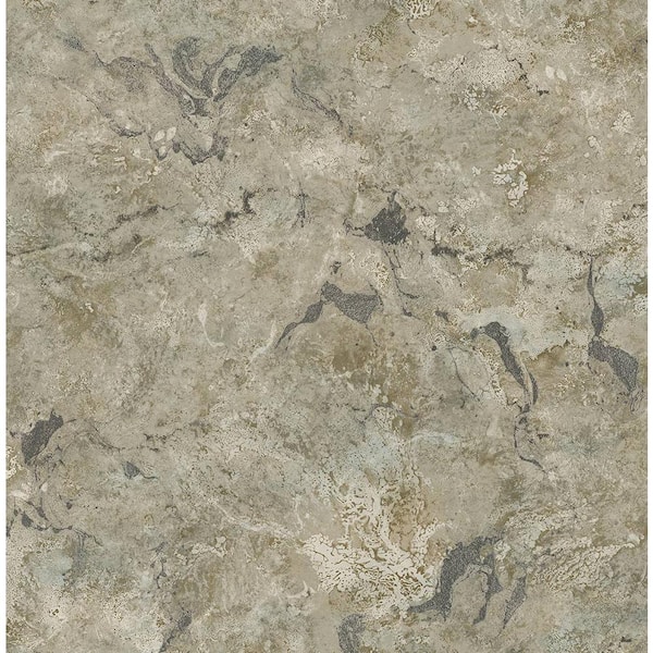 60.75 sq. ft. Metallic Shadow Stone Large Marble Embossed Vinyl Unpasted Wallpaper Roll