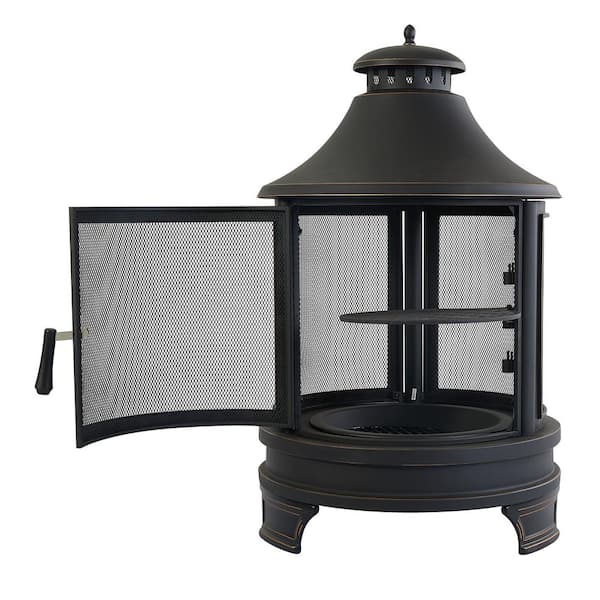 myhomore Garden Metal Outdoor heating furnace for backyard 2 in 1 Fire Pit for Outdoor