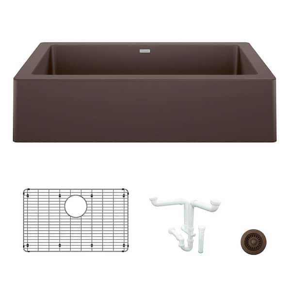 Blanco Vintera 30 in. Farmhouse/Apron-Front Single Bowl Cafe Granite Composite Kitchen Sink Kit with Accessories