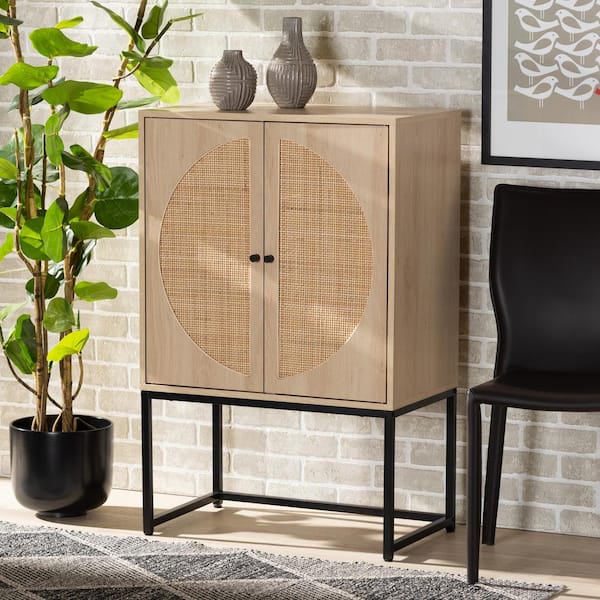 Baxton Studio Ardon Light Brown and Black Storage Cabinet