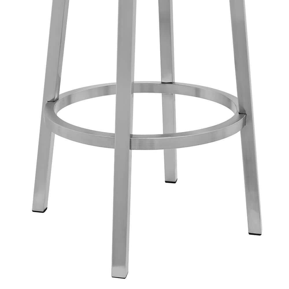 Swivel Gray Metal 44" Modern Barstool with Faux Leather
