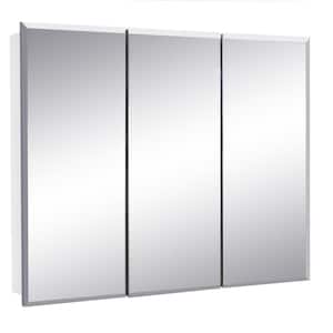 Cyprus 36.3 in. x 30.1 in. Assembled Frameless Tri-View Recessed/Surface Mount Bathroom Medicine Cabinet with Mirrors