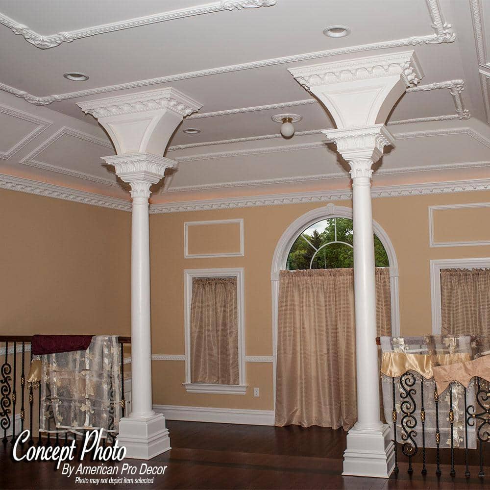 6-Inch White Primed Polyurethane Decorative Leaf Baseboard Moulding