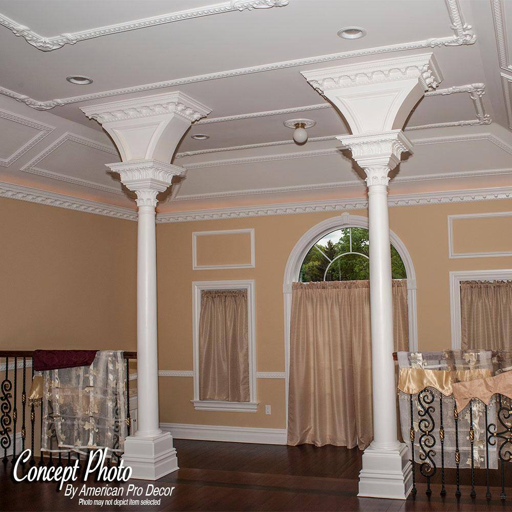 6-inch Primed White Polyurethane Acanthus Leaf Panel Moulding Sample
