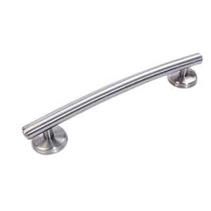 16 in. x 1.25 in. Curved Grab Bar with Grips in Brushed Nickel
