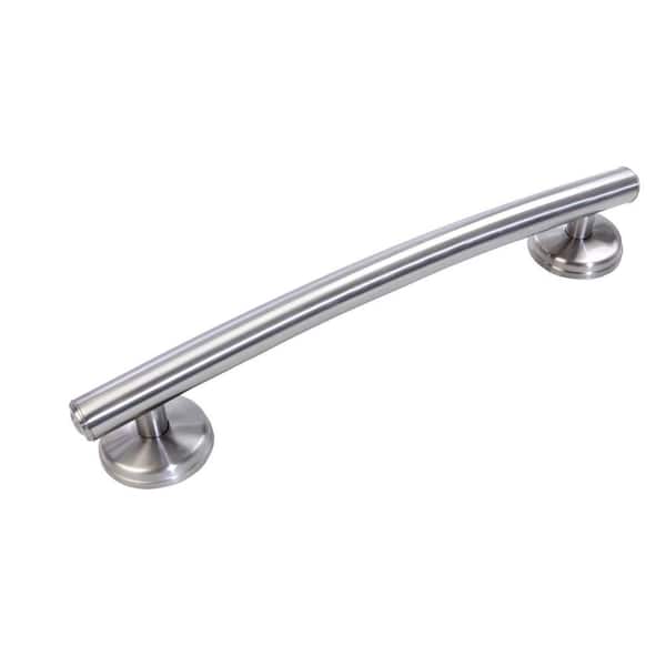 Grabcessories 20 in. x 1.25 in. Curved Transitional Grab Bar with Grips in Brushed Nickel