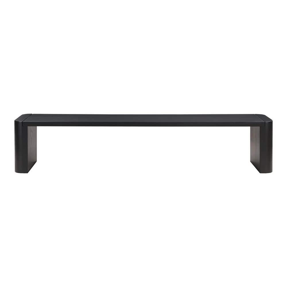 NADAAL STUDIOS Quentin Blackened Oak Dining Bench with Rounded Post ...