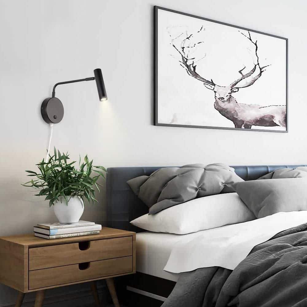 1-Light Black Metal LED Wall Sconce with Plug-in Cord and On/Off Switch, 3000K Warm White Industrial Wall Lamp price history on PriceWatchPro