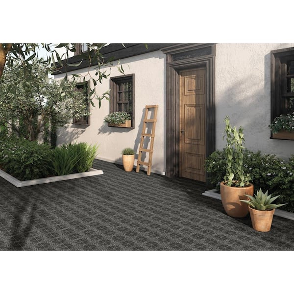 Moroccan Concrete Charcoal 4 in. x 4 in. Glazed Porcelain Decorative Floor and Wall Sample Tile