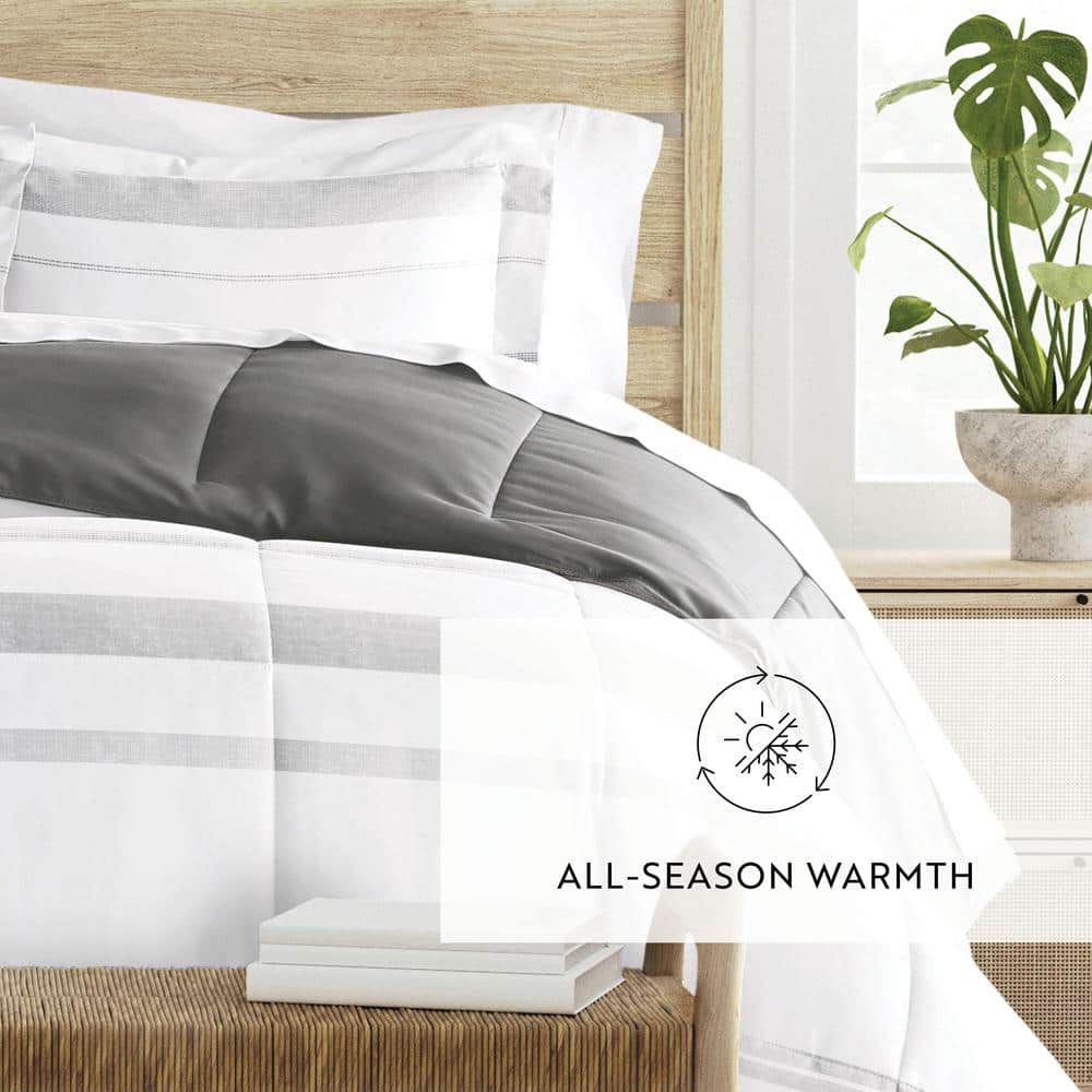 King Gray Reversible Down Alternative Comforter Set
