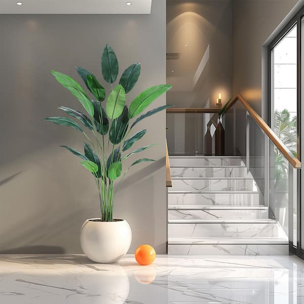7 ft. Artificial Bird of Paradise Plant Palm Tree in Pot, 84in