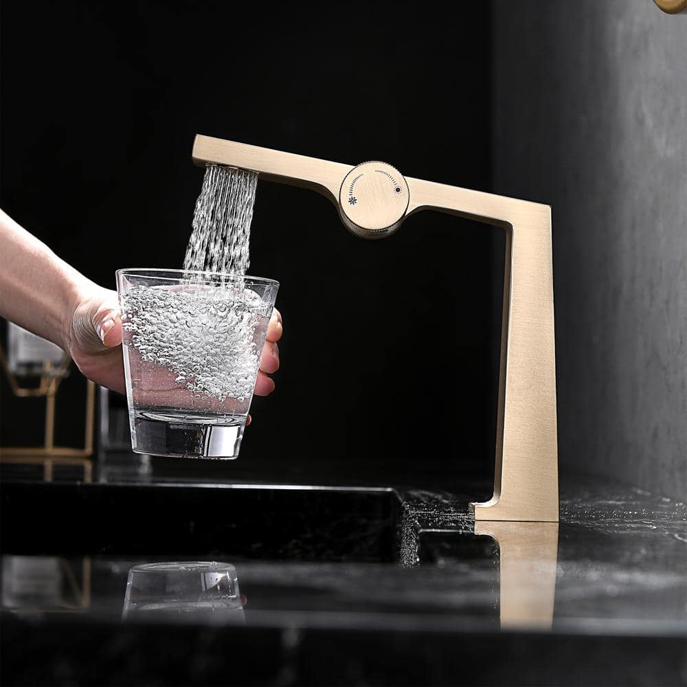 Brushed Gold Single Handle High Arc Bathroom Faucet