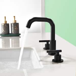 Viki 8 in. Widespread 2-Handle High Arc Bathroom Faucet with 360 Rotation in Matte Black