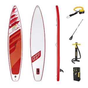 Hydro-Force 150 in. Red Fastblast Tech Inflatable Stand Up Paddle Board Water Set
