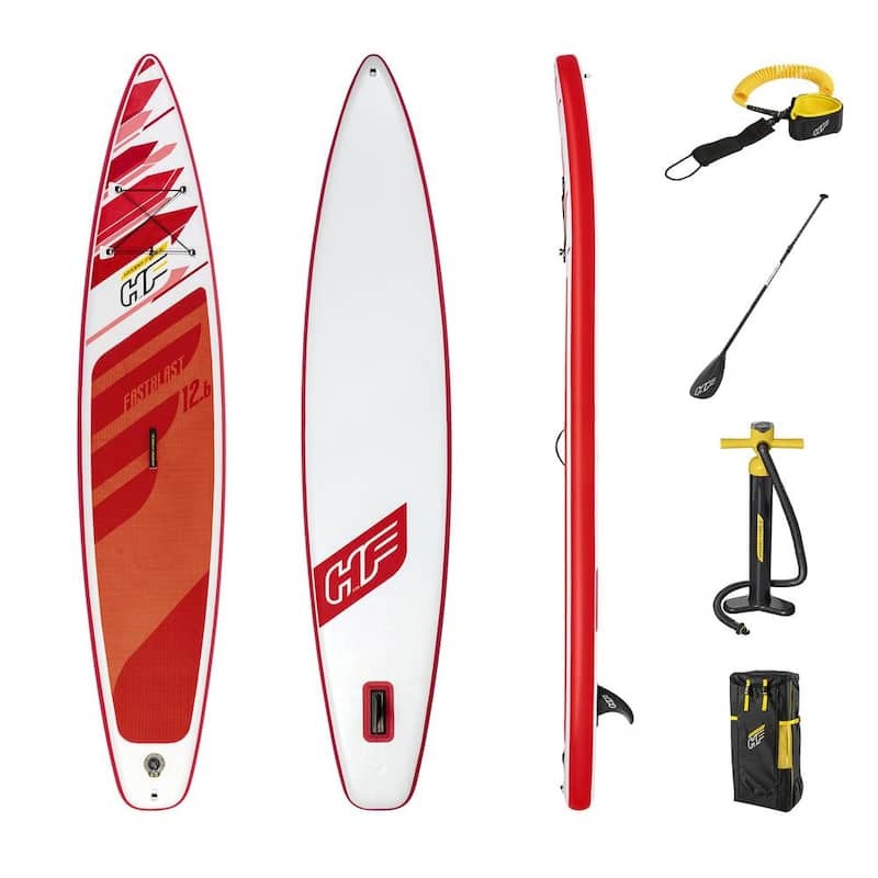 Hydro-Force 150 in. Red Fastblast Tech Inflatable Stand Up Paddle Board Water Set