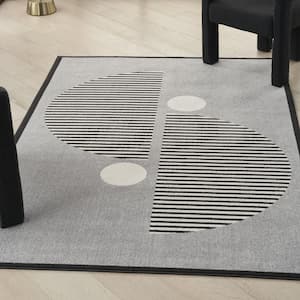 Modern Passion Grey/Black 4 ft. x 6 ft. Geometric Contemporary Area Rug