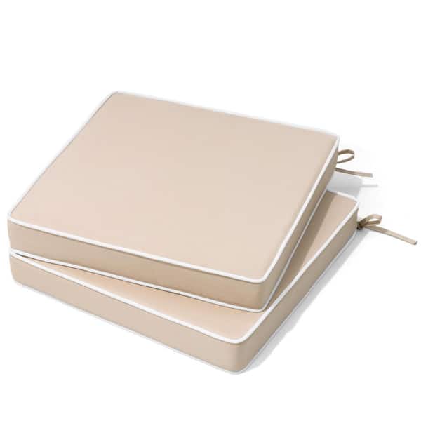 18.8 in. x 18.8 in. 2-Piece Outdoor Chair Cushion Patio Seat Cushions Set of 2 for Furniture in Beige