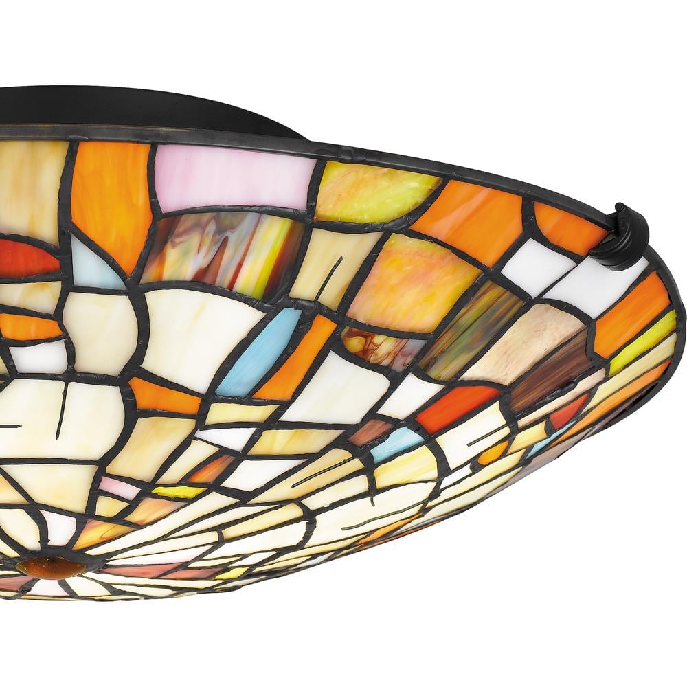 Stinson 16.5" Multicolor Art Glass 2-Light Matte Black Flush Mount