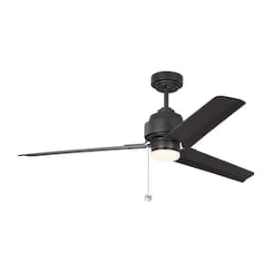 Arcade 54 in. Modern Industrial Indoor Midnight Black Ceiling Fan with Black Blades and 3-Speed Pull Chain