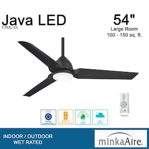 Java 54 in. Integrated LED Indoor/Outdoor Coal Ceiling Fan with Light and Remote Control
