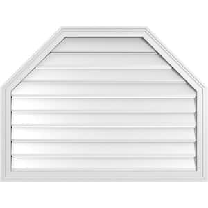 40 in. x 30 in. Octagonal Top Surface Mount PVC Gable Vent: Functional with Brickmould Frame