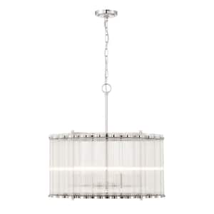 Glasbury 6-Light Nickel Chandelier with Clear Glass Shade