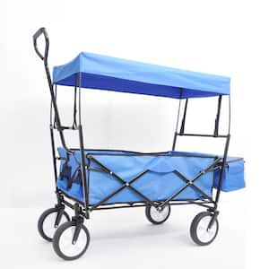 4 cu. ft. Metal Garden Shopping Beach Cart folding wagon Garden Cart Blue