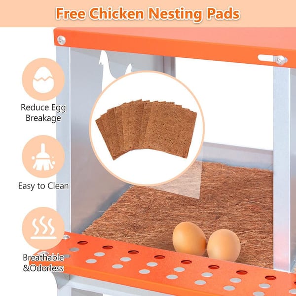 Orange 10-Bay Metal Nest Box-Wall Mount for Hens Steel Coop