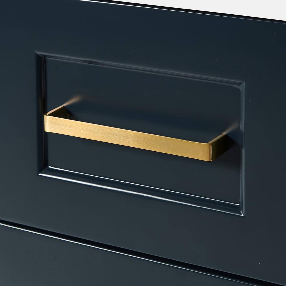 Midnight Blue Freestanding Single Vanity with Carrara Quartz Top