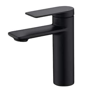 Wedge Single Hole Single-Handle Bathroom Faucet Rust Resist in Matte Black