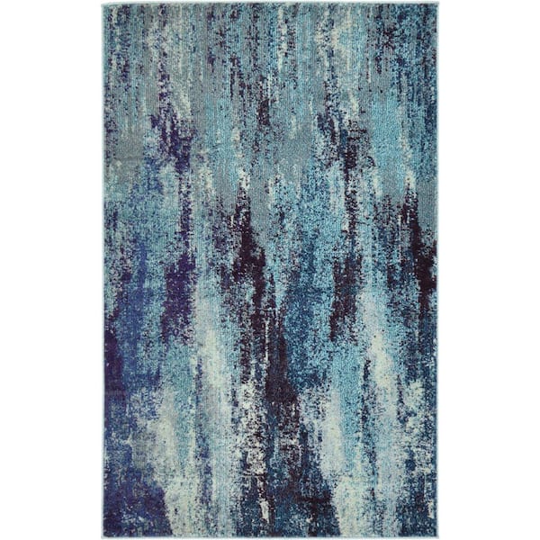 Unique Loom Jardin Lilly Blue 3' 3 x 5' 3 Area Rug