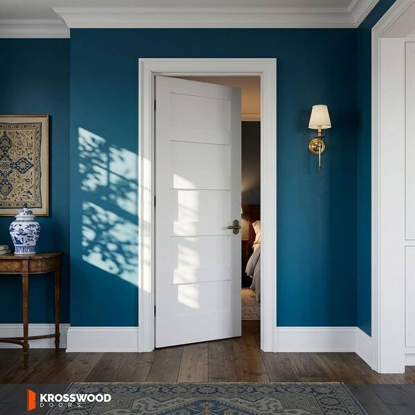 Krosswood Doors 36 in. x 80 in. Shaker 5-Panel Primed Left-Hand