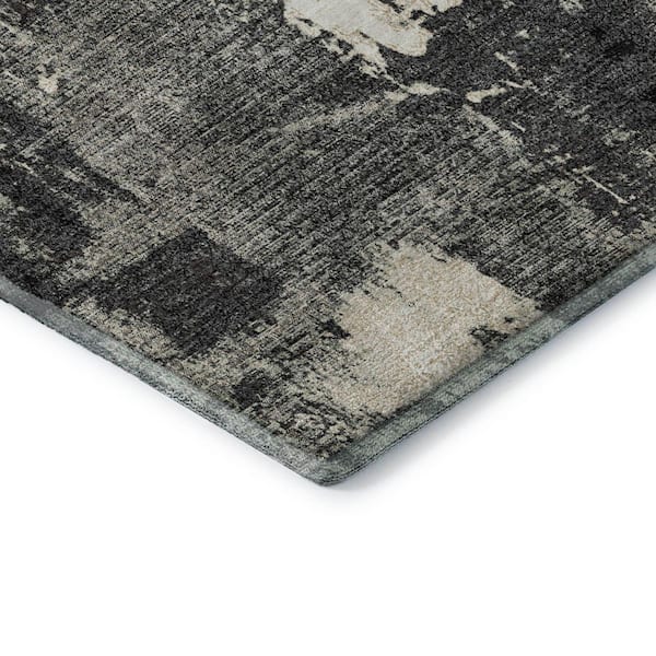 Mayfield Premium Machine Washable Abstract AMF989 Black 10 ft. x 14 ft. Area Rug